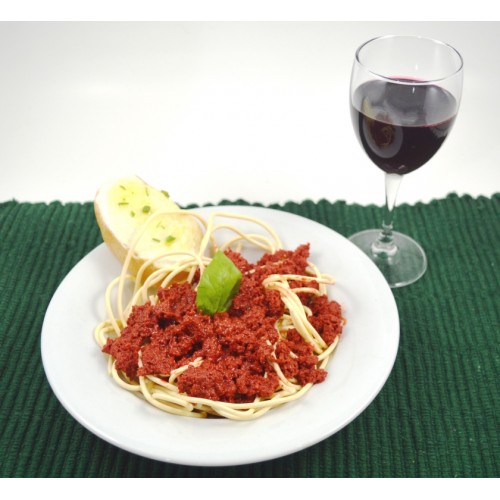 Spaghetti w/Meat Sauce and Garlic Toast on Plate